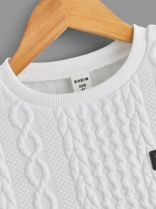 SHEIN Áo nỉ bé trai Đắp vá Lá thư Giải trí - trắng - Xem 3