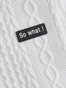 SHEIN Áo nỉ bé trai Đắp vá Lá thư Giải trí - trắng - Xem 4