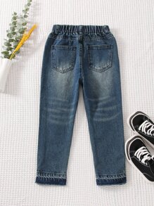 Niños Jeans de pierna recta desgarro - Azul lavado medio - Ver 2