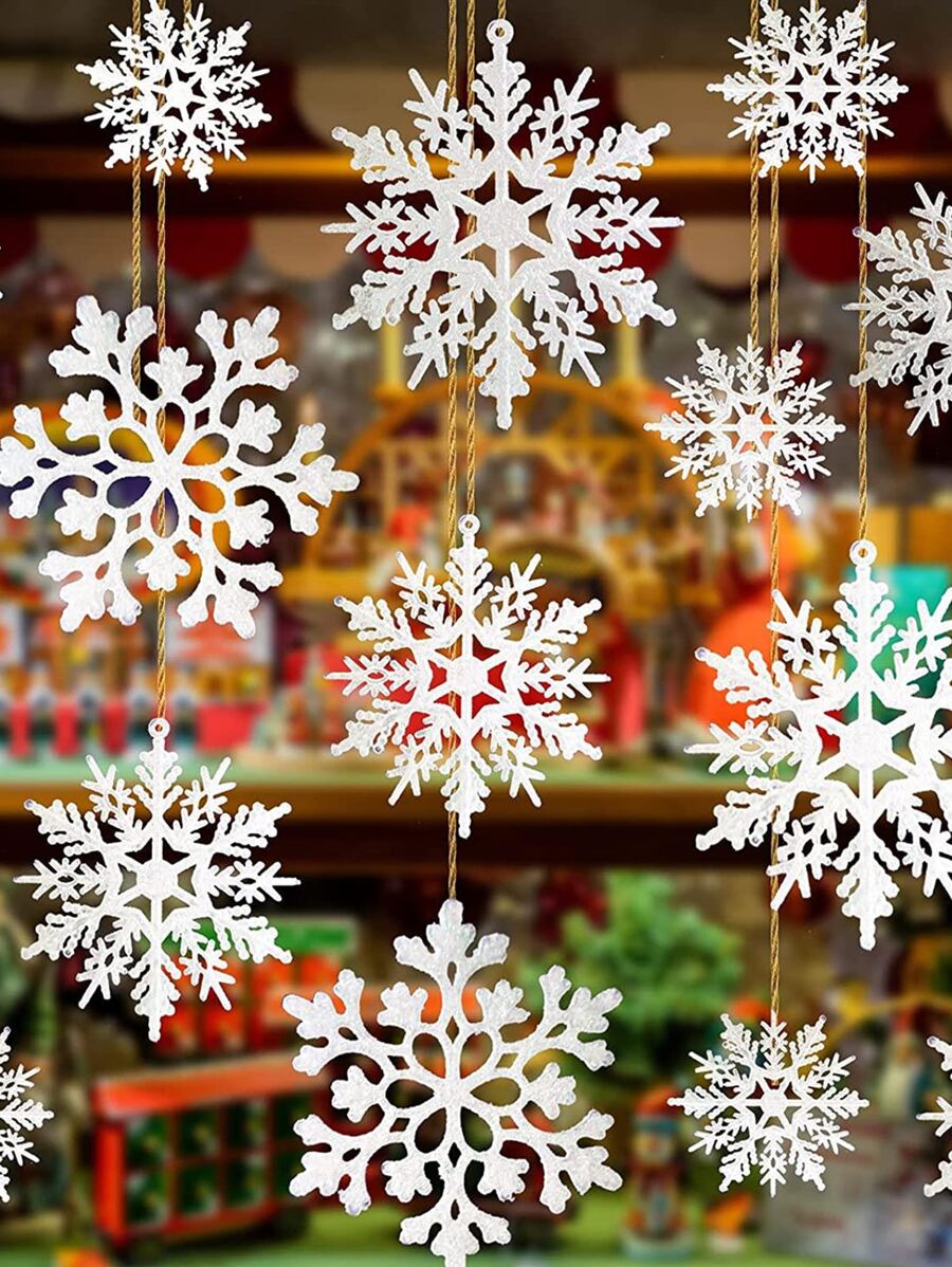 40pcs Christmas Snowflake Shaped Wall Hanging - Multicolor - View 1