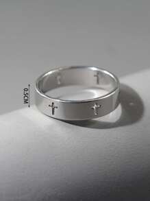 1 chiếc nhẫn thánh giá bằng thép không gỉ màu bạc dành cho nam, nên đặt mua size lớn hơn. - Bạc - Xem 3