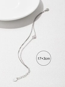 1入組方晶鋯石圓形裝飾手環銅首飾類 - 銀色 - 查看 3