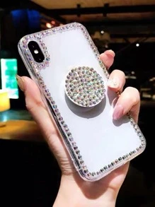 镶钻装饰手机壳，带凸起式手机支架，国际版，非国内版 - 無色 - 查看 3