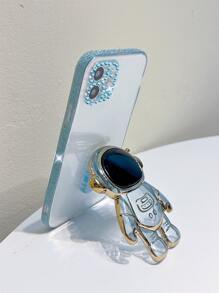 Ốp điện thoại trong suốt có hình phi hành gia và giá đỡ điện thoại. - Màu xanh bạc hà - Xem 2