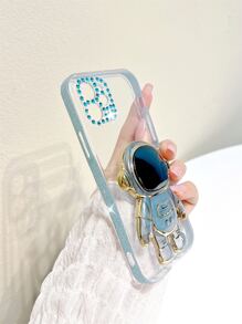 Ốp điện thoại trong suốt có hình phi hành gia và giá đỡ điện thoại. - Màu xanh bạc hà - Xem 5