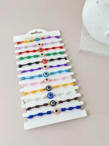 12入組隨機色邪惡之眼裝飾手環 - 彩色 - 查看 3