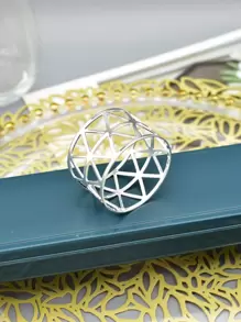 6pcs Hollow Out Napkin Ring - Silver - View 2