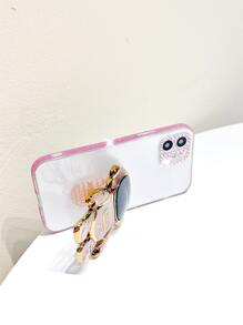 Funda de celular transparente con con diseño de astronauta Agarre de móvil emergente - Rosa - Ver 4