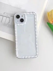 Faux Pearl Decor Phone Case - Clear - View 1