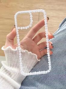 Faux Pearl Decor Phone Case - Clear - View 2