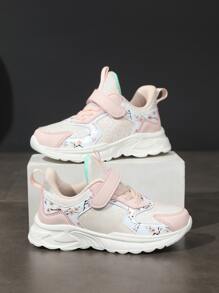 女孩花卉印花厚底運動鞋,多色可選