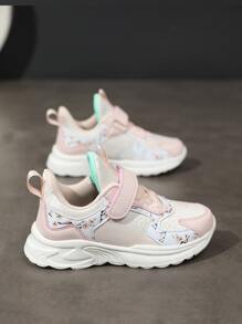 女孩花卉印花厚底運動鞋,多色可選