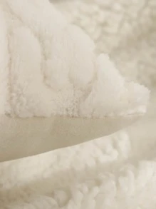 Miater 1pc Autumn & Winter Geometric Jacquard Plush Pillowcase - Beige - View 2