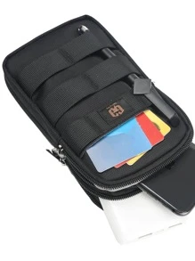 GAOLEMA Mini Men Letter Label Detail Belt Bag Chest Bag - Black - View 3