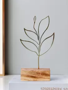 1pc Metal & Wood Combination Ornament, Abstract Minimalist Design, Multi-Color, Crafts Suitable For Halloween, Christmas, Tabletop, Bookshelf, Entryway, Living Room Home Decor, Valentine's Day - Multicolor - View 2