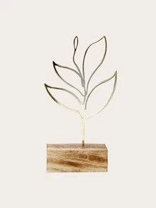 1pc Metal & Wood Combination Ornament, Abstract Minimalist Design, Multi-Color, Crafts Suitable For Halloween, Christmas, Tabletop, Bookshelf, Entryway, Living Room Home Decor, Valentine's Day - Multicolor - View 3