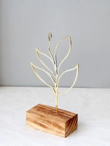 1pc Metal & Wood Combination Ornament, Abstract Minimalist Design, Multi-Color, Crafts Suitable For Halloween, Christmas, Tabletop, Bookshelf, Entryway, Living Room Home Decor, Valentine's Day - Multicolor - View 6