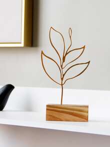 1pc Metal & Wood Combination Ornament, Abstract Minimalist Design, Multi-Color, Crafts Suitable For Halloween, Christmas, Tabletop, Bookshelf, Entryway, Living Room Home Decor, Valentine's Day - Multicolor - View 7