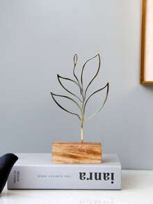 1pc Metal & Wood Combination Ornament, Abstract Minimalist Design, Multi-Color, Crafts Suitable For Halloween, Christmas, Tabletop, Bookshelf, Entryway, Living Room Home Decor, Valentine's Day - Multicolor - View 8