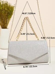 Túi xách nữ buổi tối long lanh màu trơn Hấp dẫn - Bạc - Xem 3