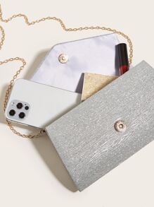 Túi xách nữ buổi tối long lanh màu trơn Hấp dẫn - Bạc - Xem 6