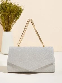 Túi xách nữ buổi tối long lanh màu trơn Hấp dẫn - Bạc - Xem 7