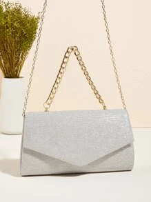 Túi xách nữ buổi tối long lanh màu trơn Hấp dẫn - Bạc - Xem 8