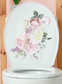 1入組花卉圖案馬桶蓋貼花