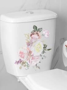 1入組花卉圖案馬桶蓋貼花