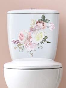1入組花卉圖案馬桶蓋貼花