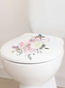1入組花卉圖案馬桶蓋貼花