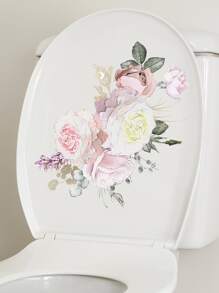 1入組花卉圖案馬桶蓋貼花