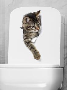 1 pieza Decoración para tapa de inodoro con patrón de gato - Multicolor - Ver 1