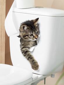 1 pieza Decoración para tapa de inodoro con patrón de gato - Multicolor - Ver 2