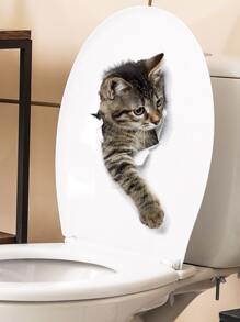 1 pieza Decoración para tapa de inodoro con patrón de gato - Multicolor - Ver 3