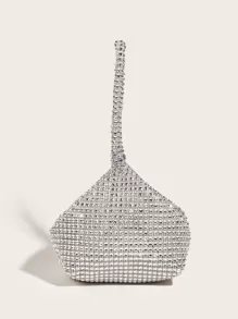 Mini Clutch Tasche mit Strass Dekor, elegante Handtasche für Partys, raffinierte Geldbörse, Kosmetiktasche, Münzbeutel, vielseitige modische kleine Handtasche, Clutch Tasche für Hochzeit, Partytaschen, perfekt für Party, Hochzeit, Abschlussball, Dinner/Bankett, passend zu Festtagskleid, Abendkleid & Pailletten Kleid, Pailletten - Silber - Übersicht 2