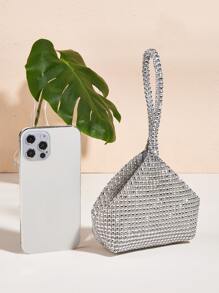 Mini Clutch Tasche mit Strass Dekor, elegante Handtasche für Partys, raffinierte Geldbörse, Kosmetiktasche, Münzbeutel, vielseitige modische kleine Handtasche, Clutch Tasche für Hochzeit, Partytaschen, perfekt für Party, Hochzeit, Abschlussball, Dinner/Bankett, passend zu Festtagskleid, Abendkleid & Pailletten Kleid, Pailletten - Silber - Übersicht 3