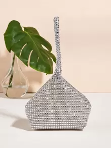 Mini Clutch Tasche mit Strass Dekor, elegante Handtasche für Partys, raffinierte Geldbörse, Kosmetiktasche, Münzbeutel, vielseitige modische kleine Handtasche, Clutch Tasche für Hochzeit, Partytaschen, perfekt für Party, Hochzeit, Abschlussball, Dinner/Bankett, passend zu Festtagskleid, Abendkleid & Pailletten Kleid, Pailletten - Silber - Übersicht 4