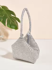 Mini Clutch Tasche mit Strass Dekor, elegante Handtasche für Partys, raffinierte Geldbörse, Kosmetiktasche, Münzbeutel, vielseitige modische kleine Handtasche, Clutch Tasche für Hochzeit, Partytaschen, perfekt für Party, Hochzeit, Abschlussball, Dinner/Bankett, passend zu Festtagskleid, Abendkleid & Pailletten Kleid, Pailletten - Silber - Übersicht 7