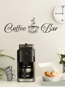 1pc Coffee & Letter Graphic Wall Sticker, Modern PVC Sign Print Wall Decal For Home Decoration, Stickers, Wall Decal, Vinyl Decal For Home Decorations, Spring Decoration Items Refresh Your Home, Rama Decoration Stickers Gifts Birthday Graduation - Black - View 4