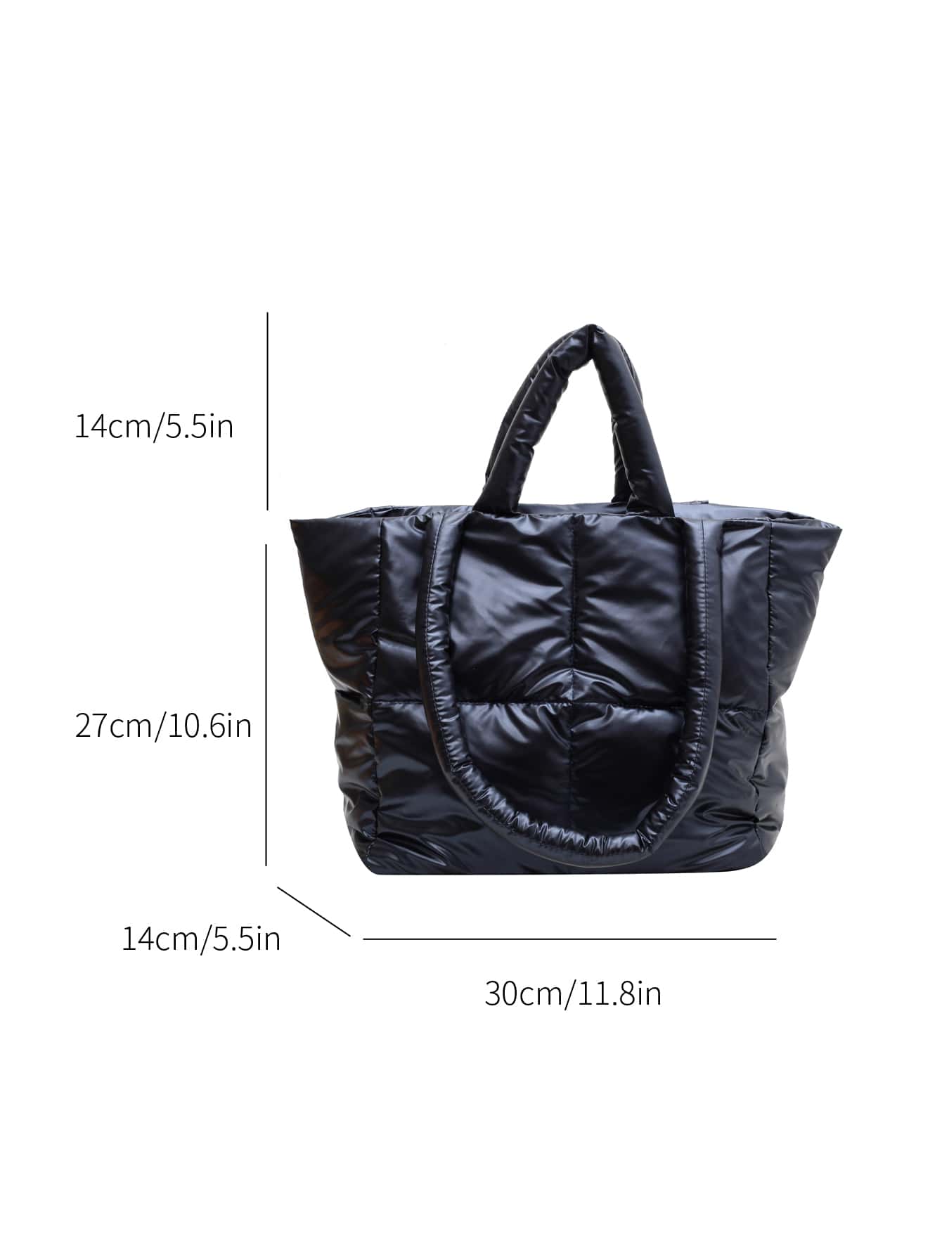 Quilted Waterproof Top Handle Bag - Navy Blue - View 3