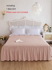 1 pieza Falda de cama, ropa de cama, sábana suave y transpirable con volante y banda elástica, sueño cómodo, ligera y elegante, textura suave como una nube, se ajusta a camas individuales, dobles, queen y king, lavable a máquina, decoración de estilo princesa para la habitación - Rosa vieja - Ver 7