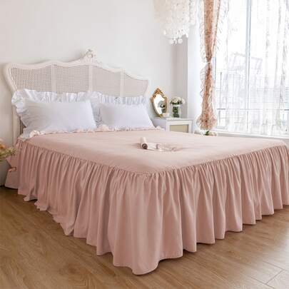 1pc Bed Skirt, Bedding, Soft & Breathable Bed Sheet With Ruffled Hem And Elastic Band, Comfortable Sleep, Lightweight & Elegant, Cloud-Like Soft Texture, Fits Twin, Full, Queen, King Size Beds, Machine Washable, Princess Style Room Decor