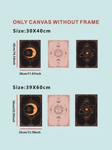 3 piezas Láminas decorativas sin marco con patrón de luna y estrella - Multicolor - Ver 4