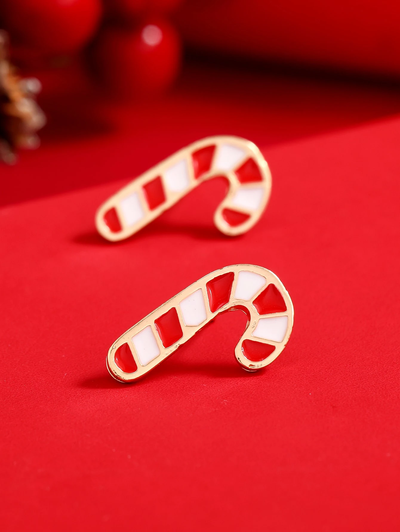 Christmas Candy Cane Design Stud Earrings | SHEIN USA