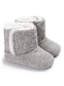 Baby Teddy Lined Snow Boots - Grey - View 1