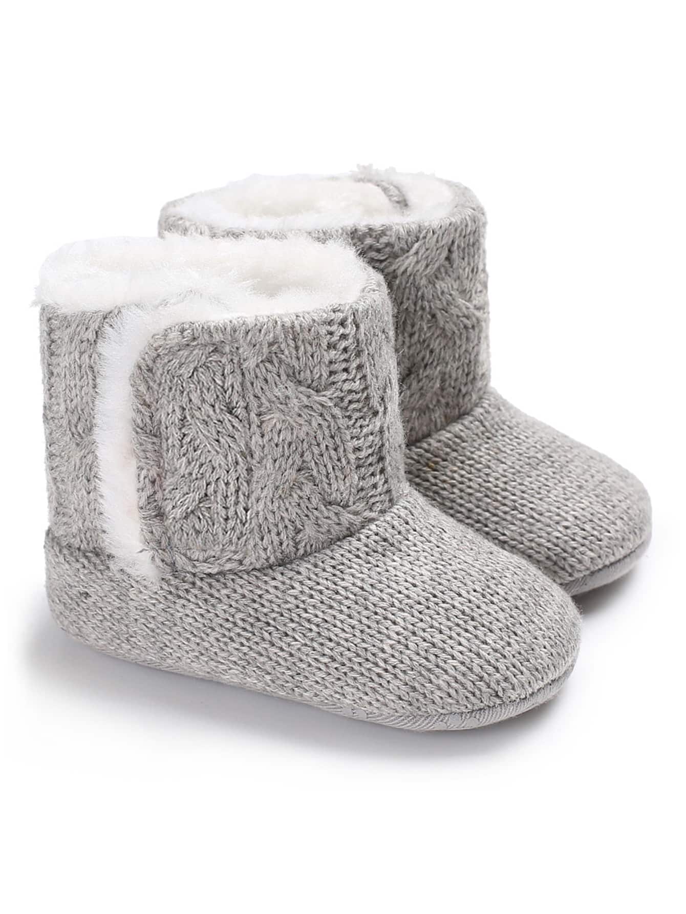 Baby Teddy Lined Snow Boots - Grey - View 1