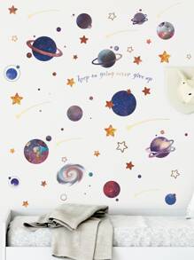 2pcs Outer Space Planet Pattern Wall Sticker Gift For Kids Bedroom - Multicolor - View 5