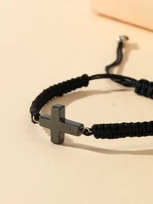 交叉裝飾手環 - 黑色 - 查看 3