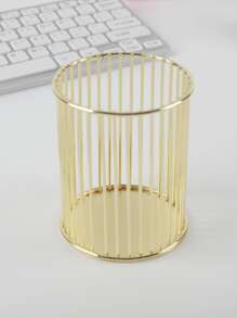 1pc Solid Color Hollow Pen Holder - Gold - View 2